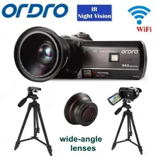 Бесплатная доставка! ORDRO HDV-D395 Full HD 1080 P 18X3.0 “Сенсорный Цифровая Камера + широкоугольный объектив + Штатив