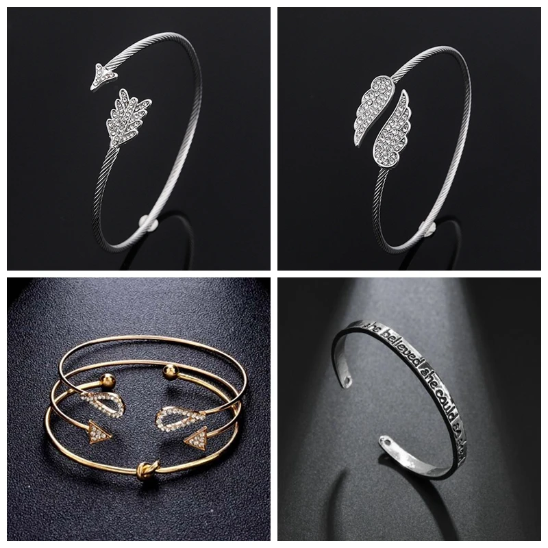

Simple Triangular Open Adjustable Arrow Cuff Bracelets Silver Color Women Bangle Brincos Pulseiras 2019 Jewelry