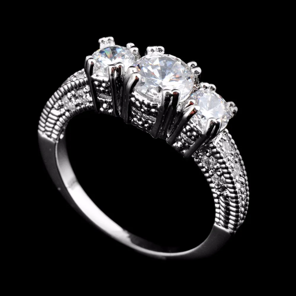 Bamos, роскошное Женское Обручальное кольцо с белым AAA цирконием, 925 пробы, серебряное кольцо с фианитом, кольца для помолвки для женщин