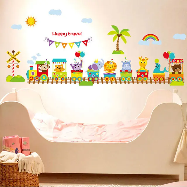 Best Price Children Cartoon Train Animal Wall Sticker PVC Bedroom Background Wall Stickers For Kids Rooms Muurstickers Home Decor Best Price Children Cartoon Train Animal Wall Sticker PVC Bedroom Background Wall Stickers For Kids Rooms Muurstickers Home Decor