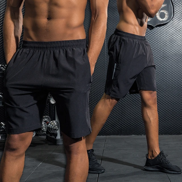 US $10.02 Shorts Men Running Quick Dry Workout Bodybuilding Gym Spandex Shorts Sports Jogging 2018 Pocket Ten