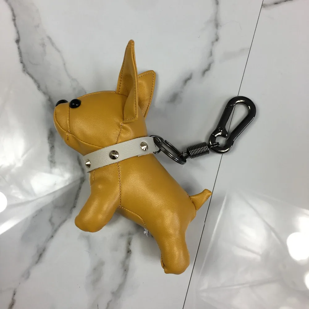 Bulldog Keychain Pu Leather France Bulldog Keychain Handbag Animal Dog Keyring Holder Bag Charm Trinket Bulldog Bag Accessories