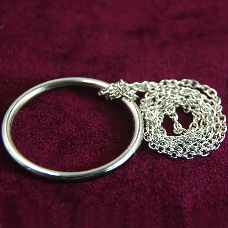 

Easy Magic Tricks Knot Ring On Chain Props Magicians Metal Steel Ring And Chain Close-up Toys for Children Game