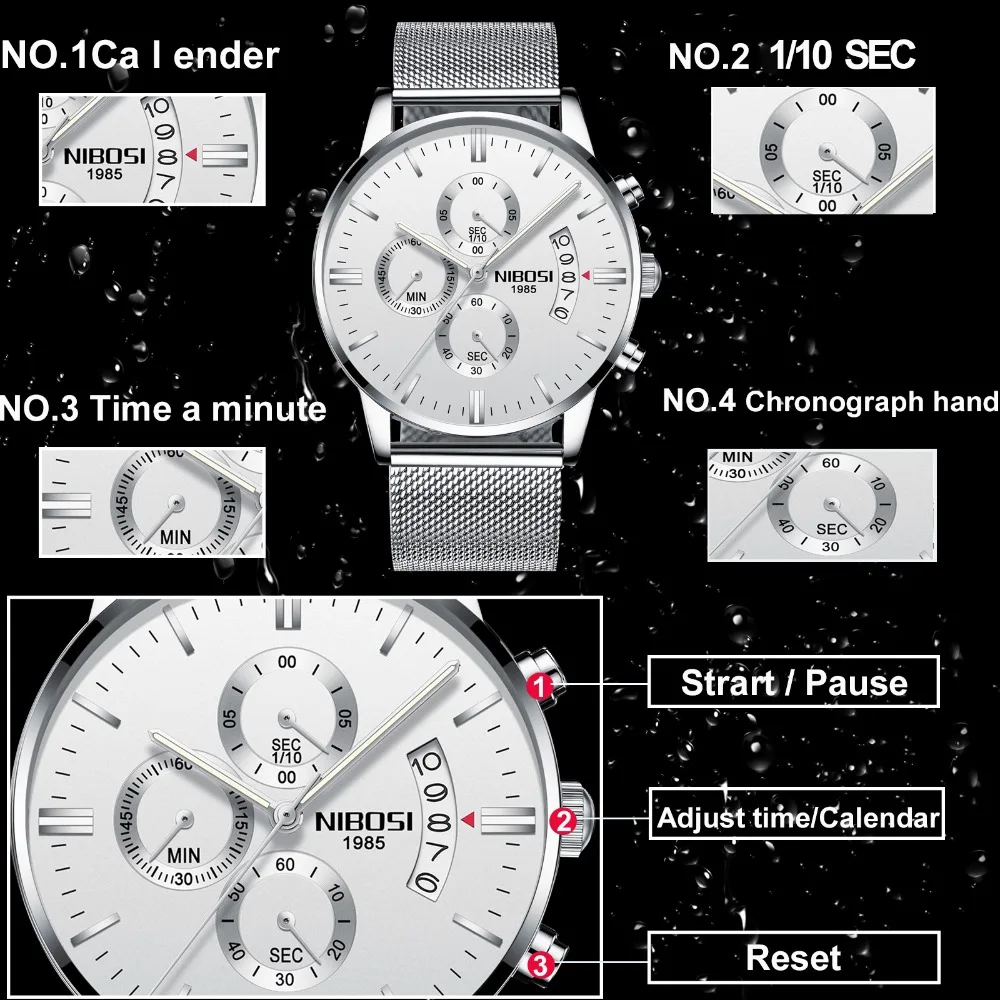 NIBOSI повседневные часы для мужчин сталь кварцевые ультра тонкие часы мужские водонепроницаемые спортивные модные часы браслет часы Relogio Masculino