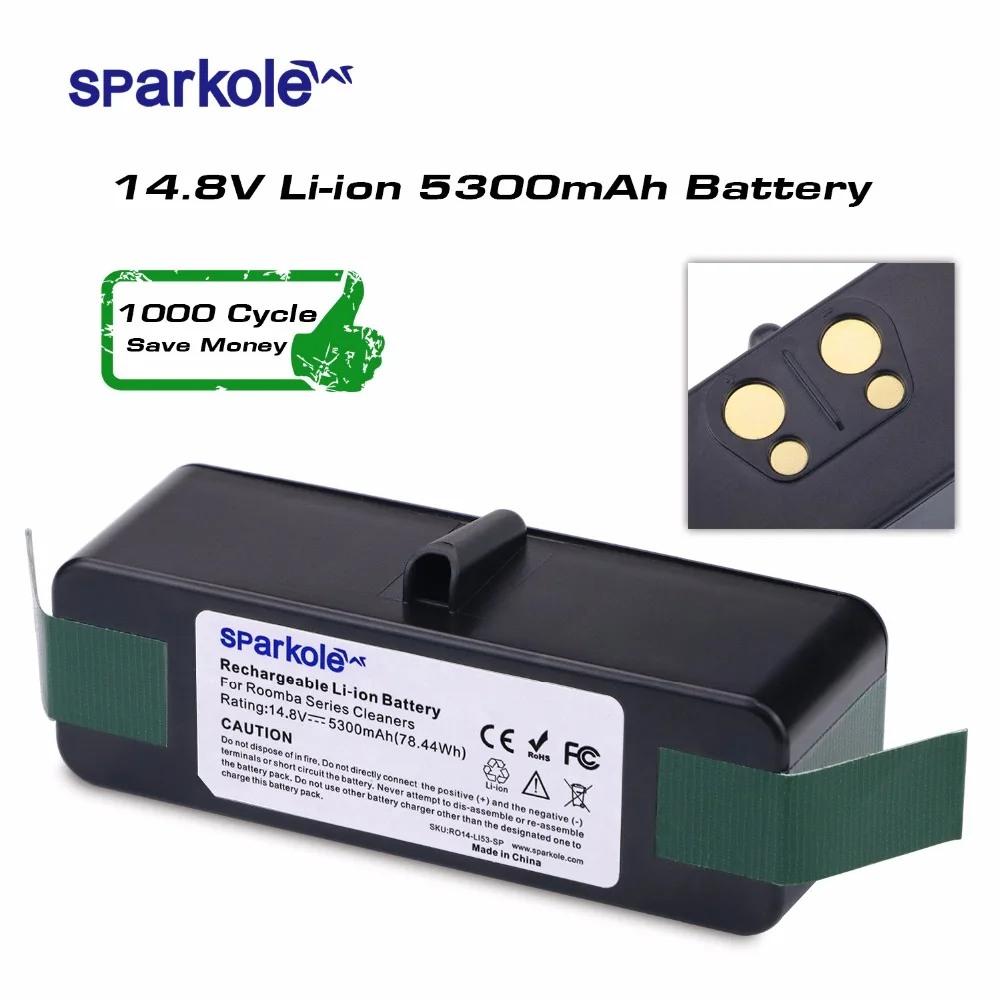 Sparkole 5.3Ah 14,8 V li-ion Батарея для iRobot Roomba 500 600 700 800 Series 510 531 550 560 580 620 630 650 760 770 780 870 880