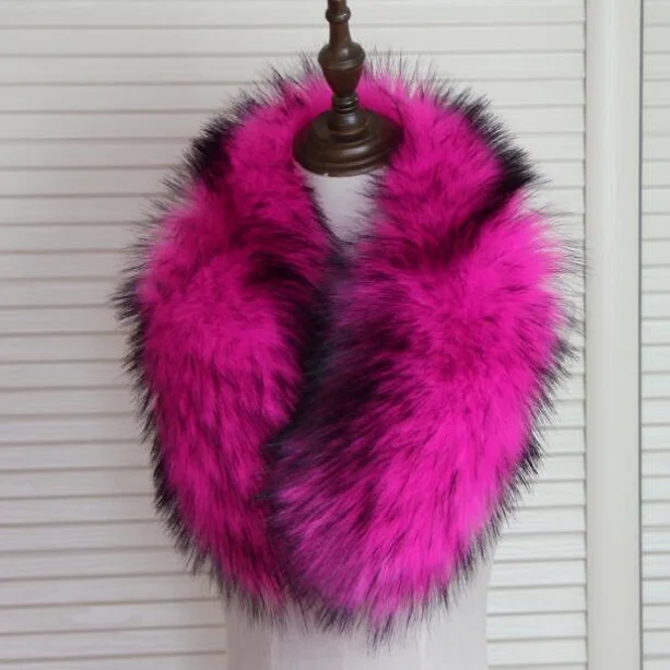 Lady Blinger Новая розовая шаль из искусственного меха енота Зимняя парка капюшон меховой Декор ручной работы меховой воротник для мужчин и женщин шарф из искусственного меха