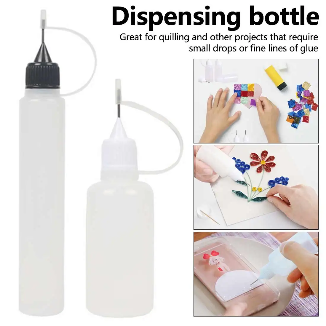 

30ML Glue Applicator Plastic Reuse Needle Squeeze Bottle for Paper Quilling DIY Scrapbooking Paper Craft Tool 2Pcs Handmade