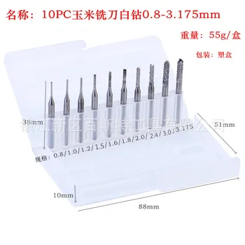 

10pcs 1/8'" PCB Drill Bits Engraving Cutter End Mill 0.8-3.175mm CNC Rotary Tools