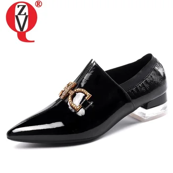 

ZVQ woman shoes spring new fashion sexy pointed toe handmade genuine leather woman pumps outside high metal decoration shoes