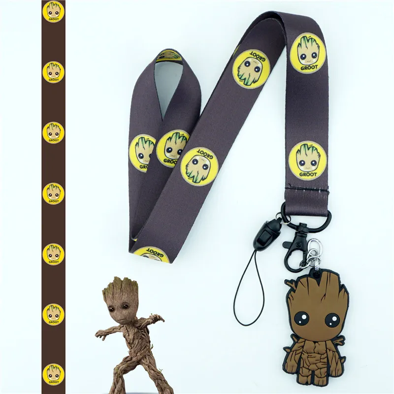 

Guardians of the Galaxy Cute Groot Tree Man Baby Lanyard Black ID Card Mobile Phone Strap Badge Holder Rope Cosplay Keychains