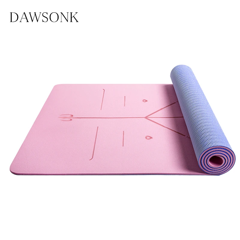 

Positioning line two-color yoga mat 6mm female male non-slip odorless fitness dance mat home fitness mat Pilates 183cm*61cm