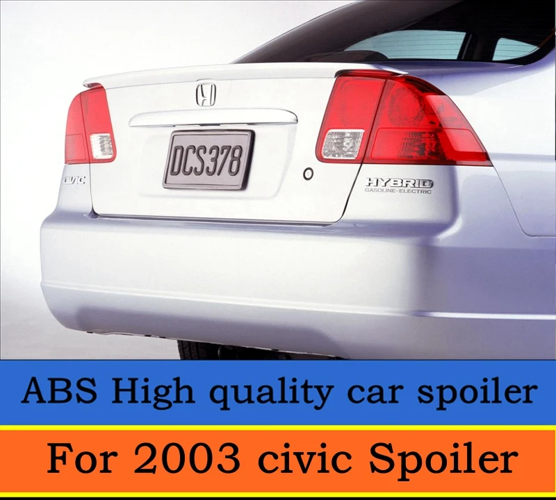 

For 2003 civic Spoiler High Quality ABS Material Car Rear Wing Primer Color Rear Spoiler Applicable to the 2003 Civic Spoiler