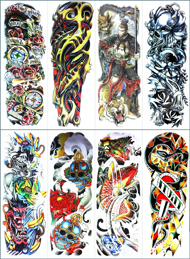 Nu Taty Sun Wukong Full Sleeve Arm Temporary Body Art Flash Tattoo Stickers 48 17cm Waterproof Adult Sex Products Temporary Tattoos Aliexpress