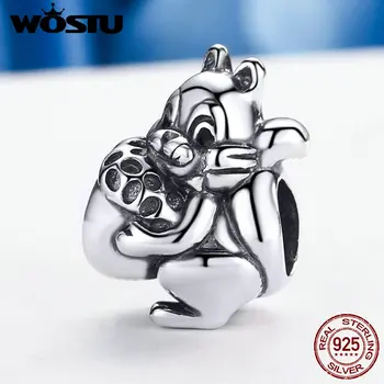

WOSTU 925 Sterling Silver Cute Squirrel Animal Beads Fit Original WST Charm Bracelet DIY Jewelry Gift For Girlfriend FIC197