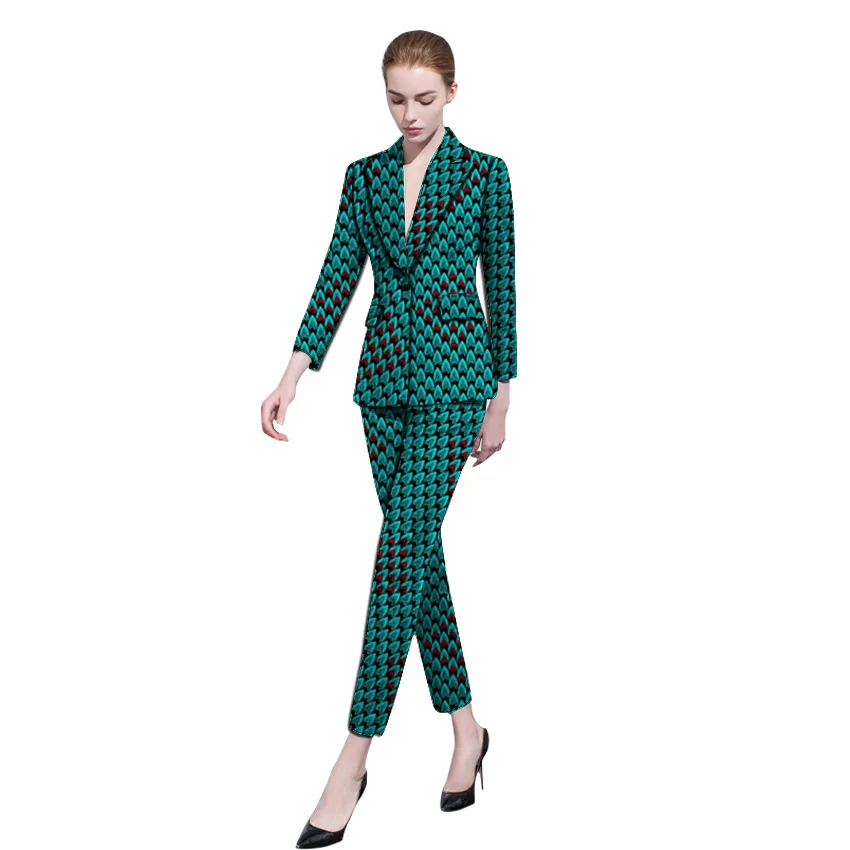 

Dashiki clothes print women suits OL Ankara fashion blazers with trousers pant suits custom made African wedding outfits