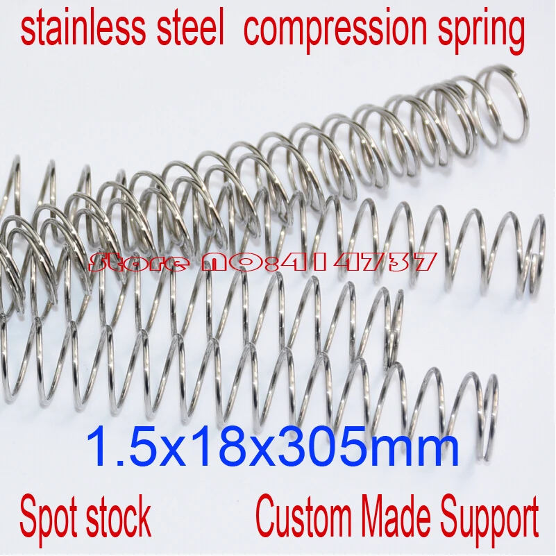 

5pcs 1.5*18*305mm stainless steel spot spring 1.5mm wire hammer spring Y type compression spring pressure spring OD=18mm