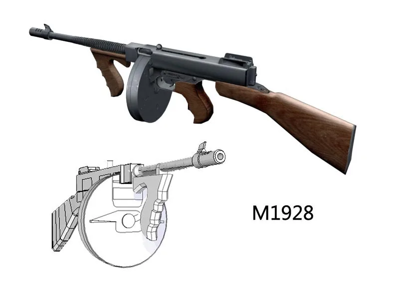 1: 1 бумажные крафтовые весы пистолет Томпсона M1928 бумажная модель игрушка ручной
