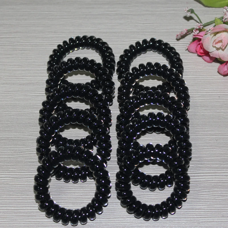 (6 قطع) عالية الجودة الشعر scrunchie أسلاك الهاتف مطاطا hairbands البلاستيك أساور للسيدات أو الفتيات في الحجم m أسود اللون