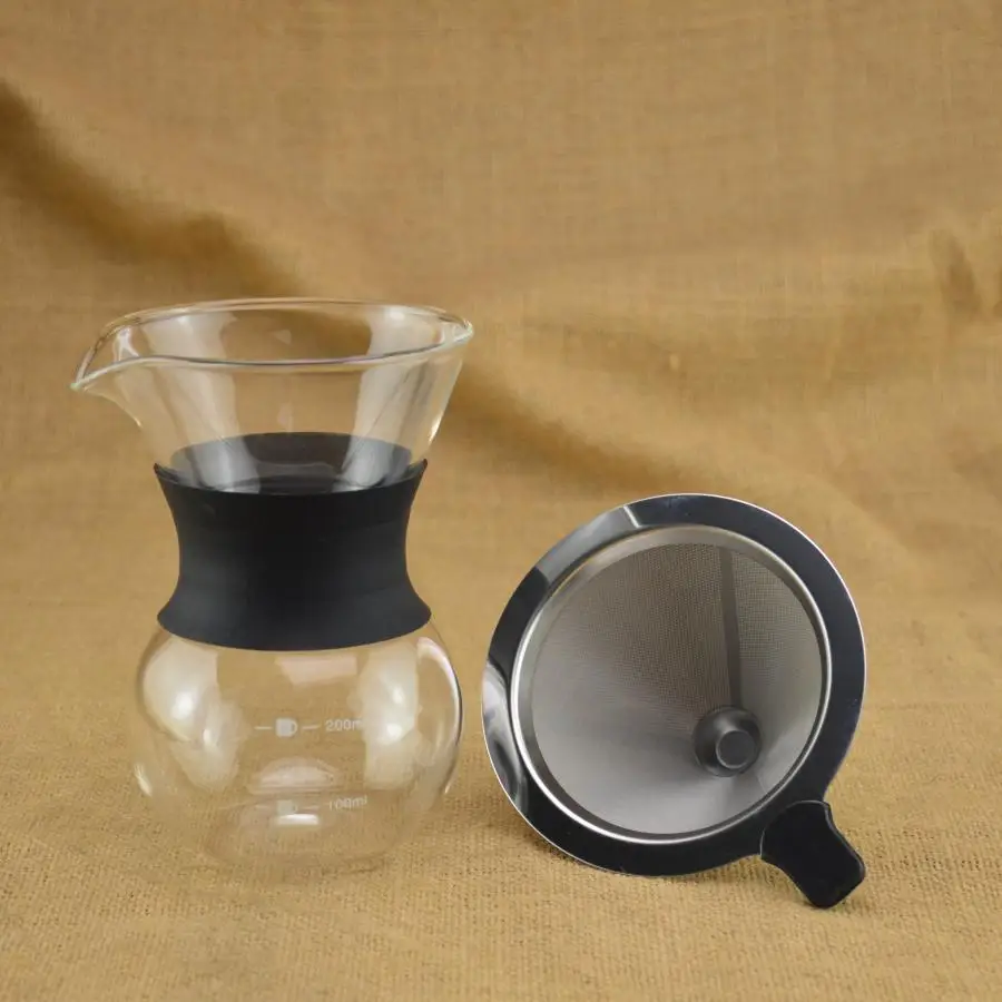 Американский ручной залейте кофейник из нержавеющей стали фильтр воронка сетка стеклянный чайник цельный бытовой портативный капельного Tpye капсула