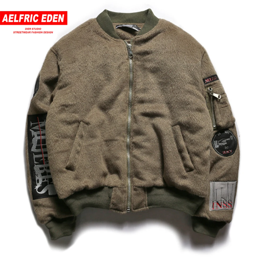 Aelfric Eden Harajuku винтажные мужские куртки-бомберы 2018 осень зима пэчворк вышивка