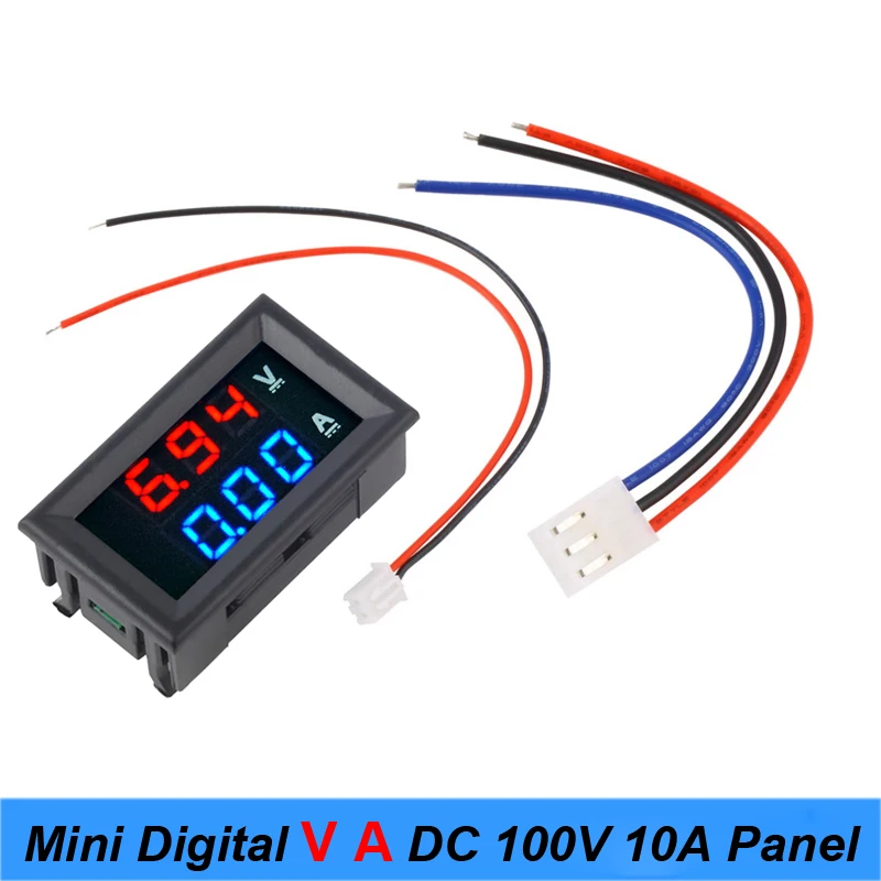 Qulity Mini Digital Voltmeter Ammeter DC 100V 10A Panel Amp VoltVoltage