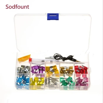 

100pcs Auto Automotive Car Boat Truck Blade Fuse Box Assortment Fuse Inserts Repair tools with test pencil Clip