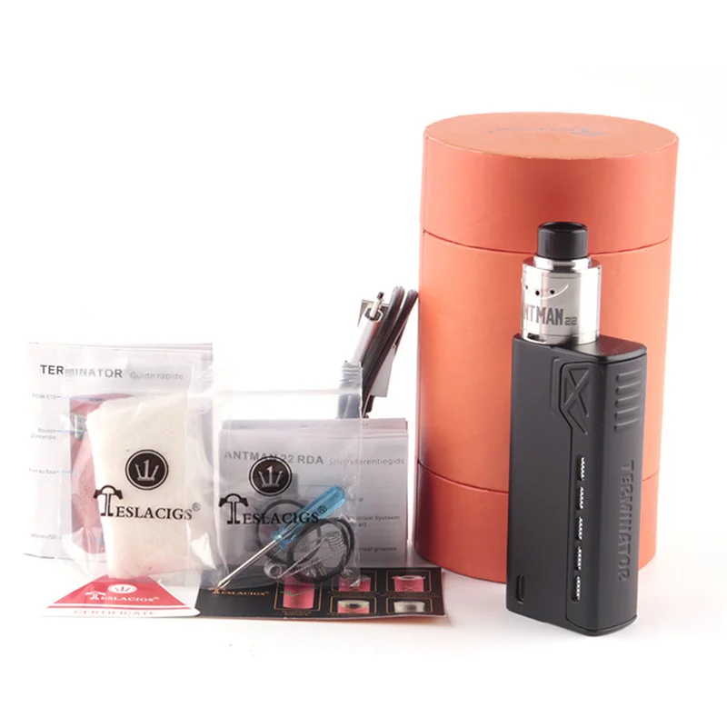 

Original Tesla Terminator 90w Kit Vaporizer Electronice Cigarette Mod Kit Vape Vaping with Antman 22 RDA Atomizer tank Teslacigs