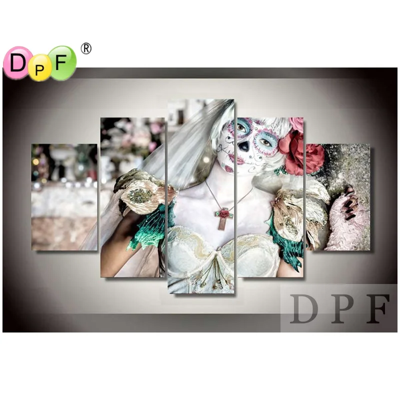 

3D Mask woman Diy diamond embroidery painting square rhinestone Cross Stitch triptych home decor Kits diamond mosaic kit