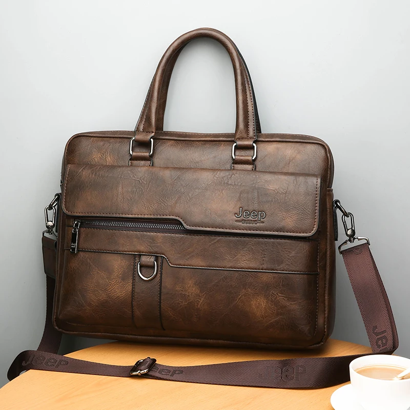 Jeep buluo мужской портфель сумка Высокое качество Бизнес известный бренд кожа плеча курьерские Сумки Офисные Сумки 14 дюймов ноутбука