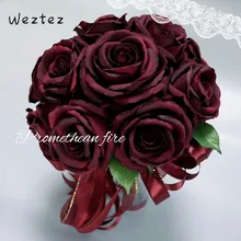 Букет невесты Горячие красные свадебные букеты Искусственные цветочное мыло Пена розы для свадебной композиции PH12