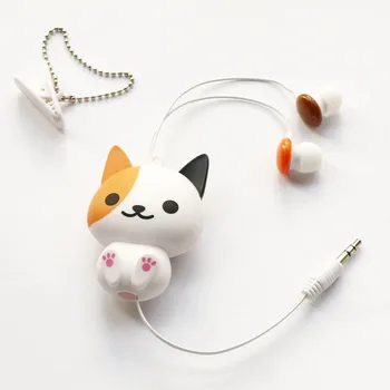 

Kawaii Cat Dog Cartoon Retractable Flexible Earphone for MP3 MP4 Girl backpack Decor Easy carry elastic auriculares koptelefoon