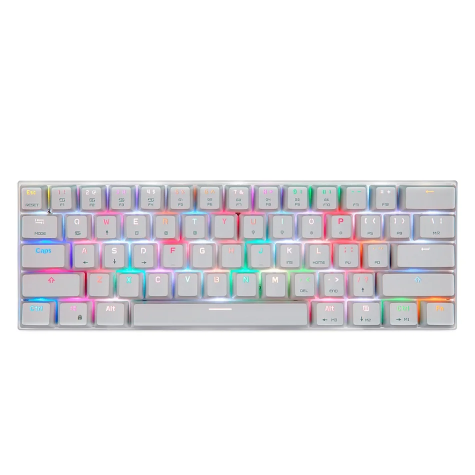 CK62 BT3.0 Проводная RGB механическая клавиатура для планшетного ноутбука смартфона белый и красный вал для копирайтера программиста - Цвет: Белый