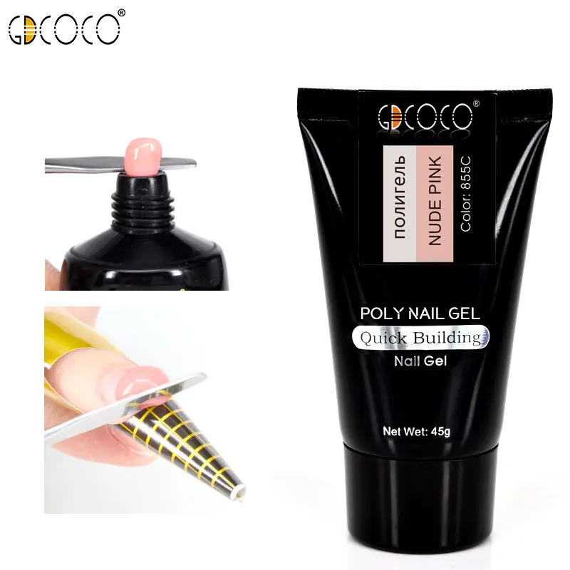GDCOCO 45g Jelly Poly Builder Gel Nail Art Manicure Clear Pink Natural Camouflage Hard Jelly Builder French Nails Extend Gel