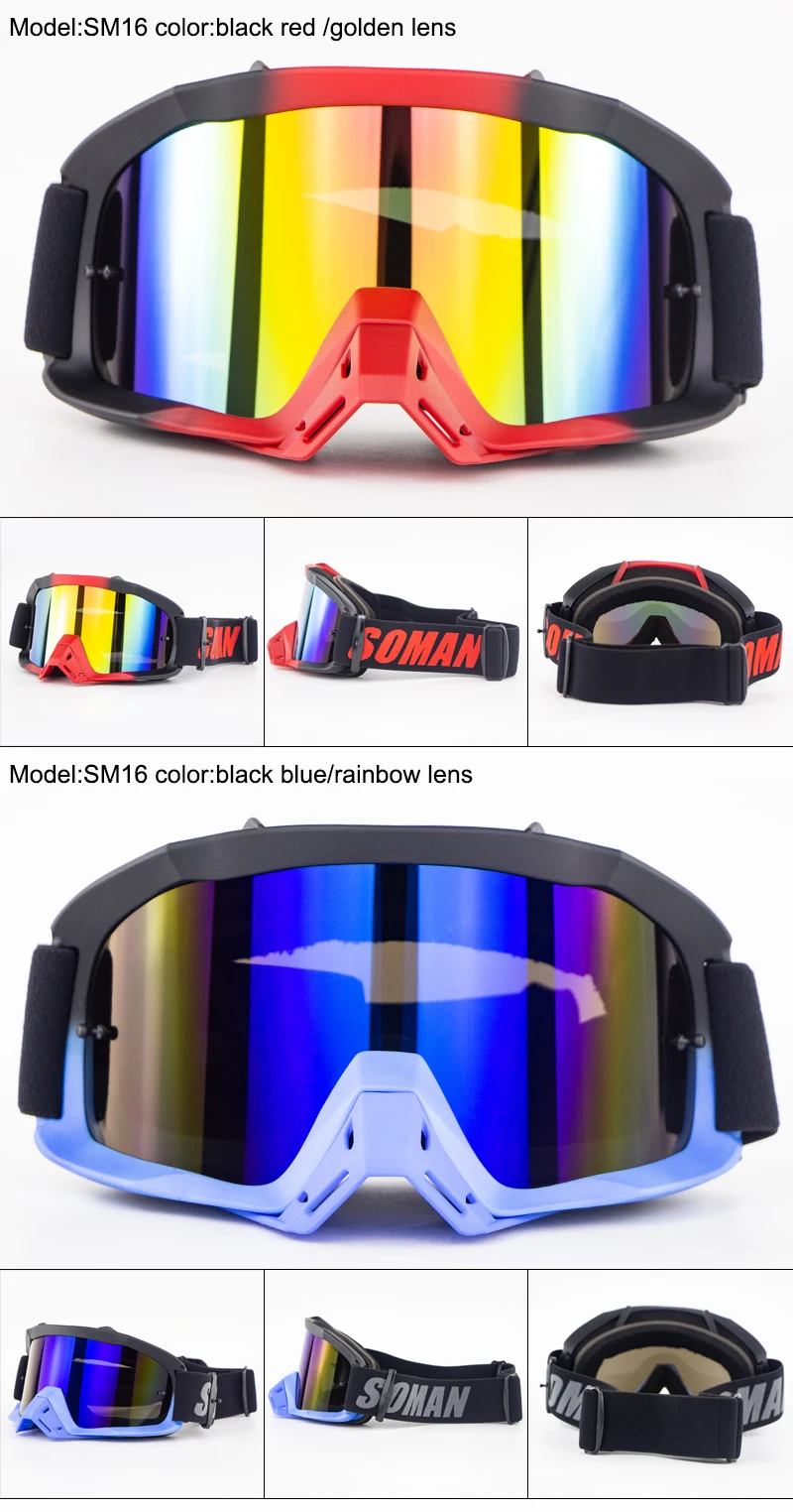 SOMAN мотокросса Occhiali ATV внедорожный Байк Antipolvere Da Corsa очки, мотоциклетные очки MX Occhiali Gafas Moto SM16