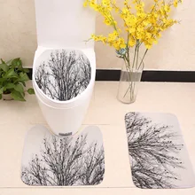 3 шт./компл. звездное небо дерево твиг плотный лес печатных фланелет ванная комната туалет нескользящий коврик Украшение для туалета коврик набор