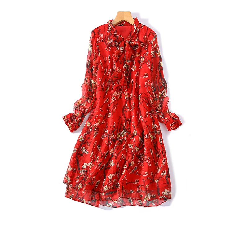 

New Dignified atmosphere chalaza design does not have a style summer necessary a1023 printed pure silk dress
