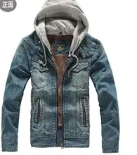 2013 Winter Mode Schlanke Männer Gewaschen Plus Samt Warme Kapuze Denim Jacke Jeans Verdickung Männlich Oberbekleidung Sweatshirt M-Xxl D1817