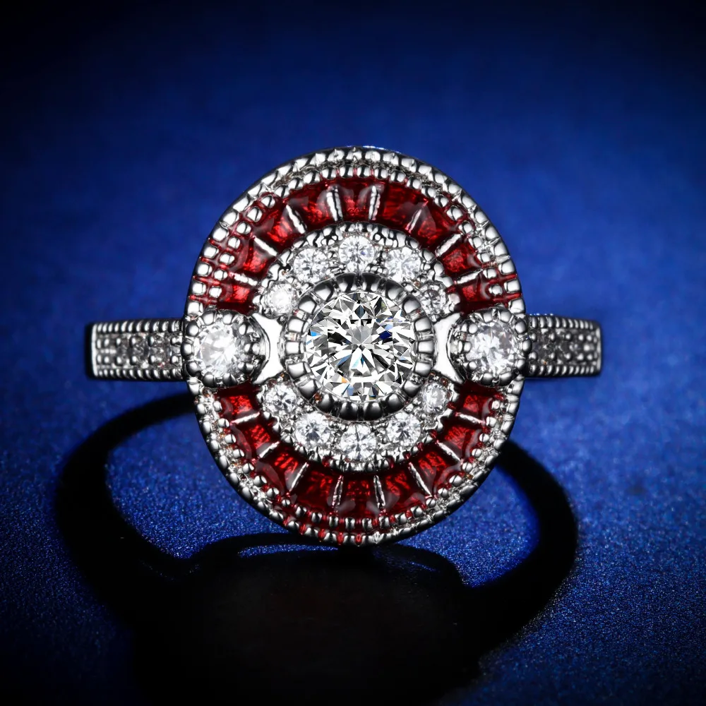 

Original Design Gorgeous cz unique style top quality red ruby stone Ring Cubic Zirconia Hot Ins sterling silver 925