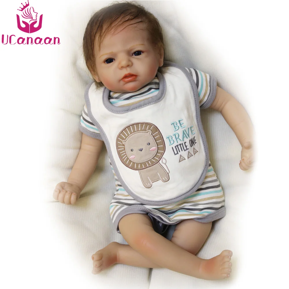 

UCanaan 22''/ 55CM Silicone Doll Reborn Babies Blue Eyes Cloth Body Soft Dolls Real Girl Baby Toys Bonecas Playmate Brinquedos