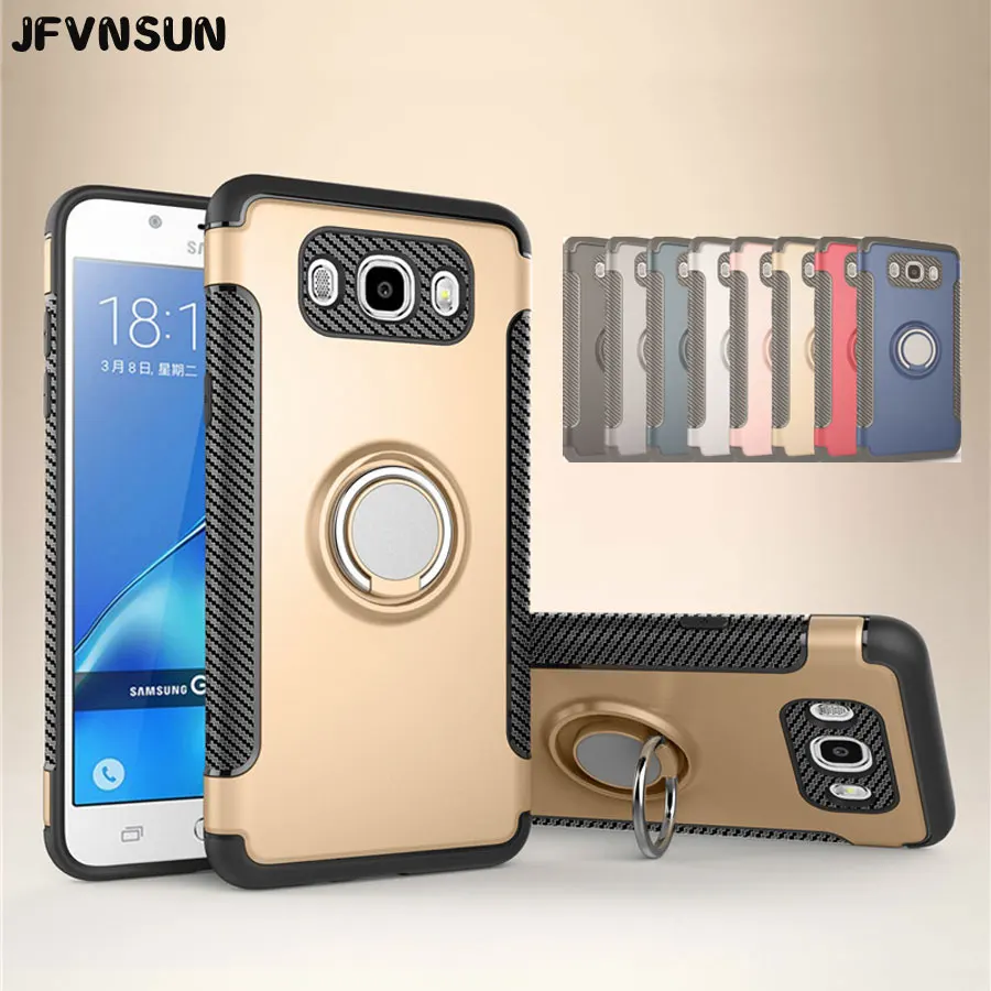 

For Samsung J5 2016 Case Dual Armor Rugged Case for SAMSUNG Galaxy J5 (6) 2016 J510 Cover NEW Finger Ring Stand Protective Shell