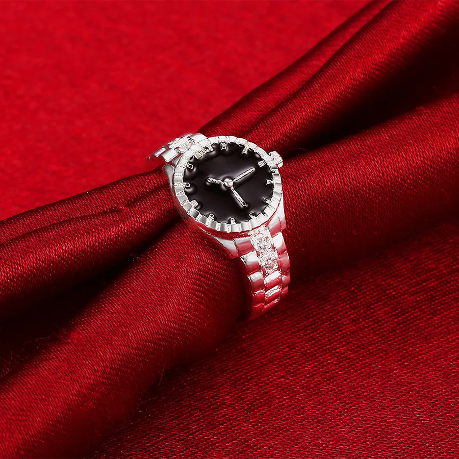Любители Творческий стали палец кольцо часы женские мужские Топ бренд Diamond Dial аналоговые кварцевые часы женские часы пара подарок # ju