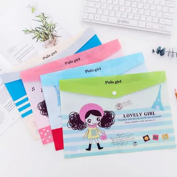 

Cute Girl Snaps File Bag Waterproof And Dustproof Test Paper Pencil Case Data Storage Bag Pencil Case Student Office Stationery