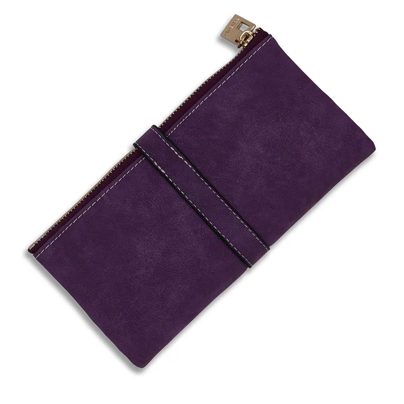 الفاخرة الأرجواني الرباط Nubuck بو الجلود طويل المرأة محفظة مصمم أزياء محفظة عالية الجودة الإناث هدية المال حقيبة