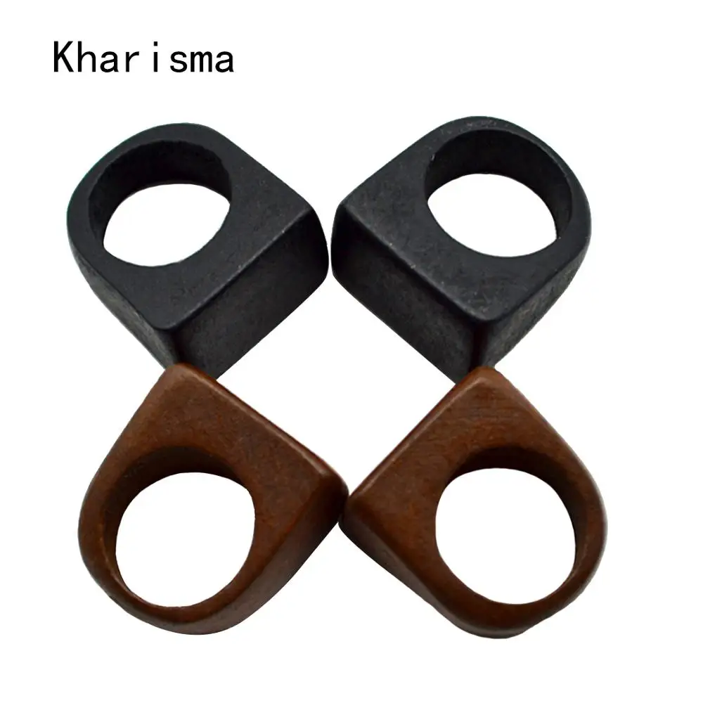 

KHARISMA 2019 Fashion African Women Big Size Brown Black Wood Rings For Women Lady Girls Party Wedding Gifts Jewelry Accessories