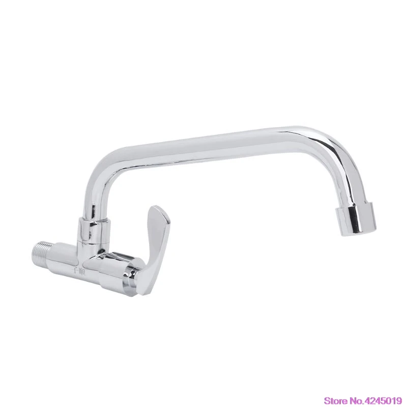 

New Kitchen Basin Faucet Wall Mounted Single Cold Water Tap Crosswise Chrome Plated