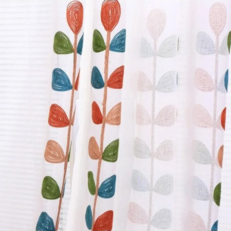 2017 Cortinas de la habitación de dormitorio Cortinas bordado flor ventana cortina paneles transparentes WP119C 2017 Cortinas de la habitación de dormitorio Cortinas bordado flor ventana cortina paneles transparentes WP119C