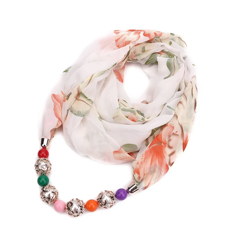 Ahmed модный головной платок с цветочным узором шифоновый шарф, украшенный бисером ожерелье для женщин макси массивное ожерелье s ювелирные изделия