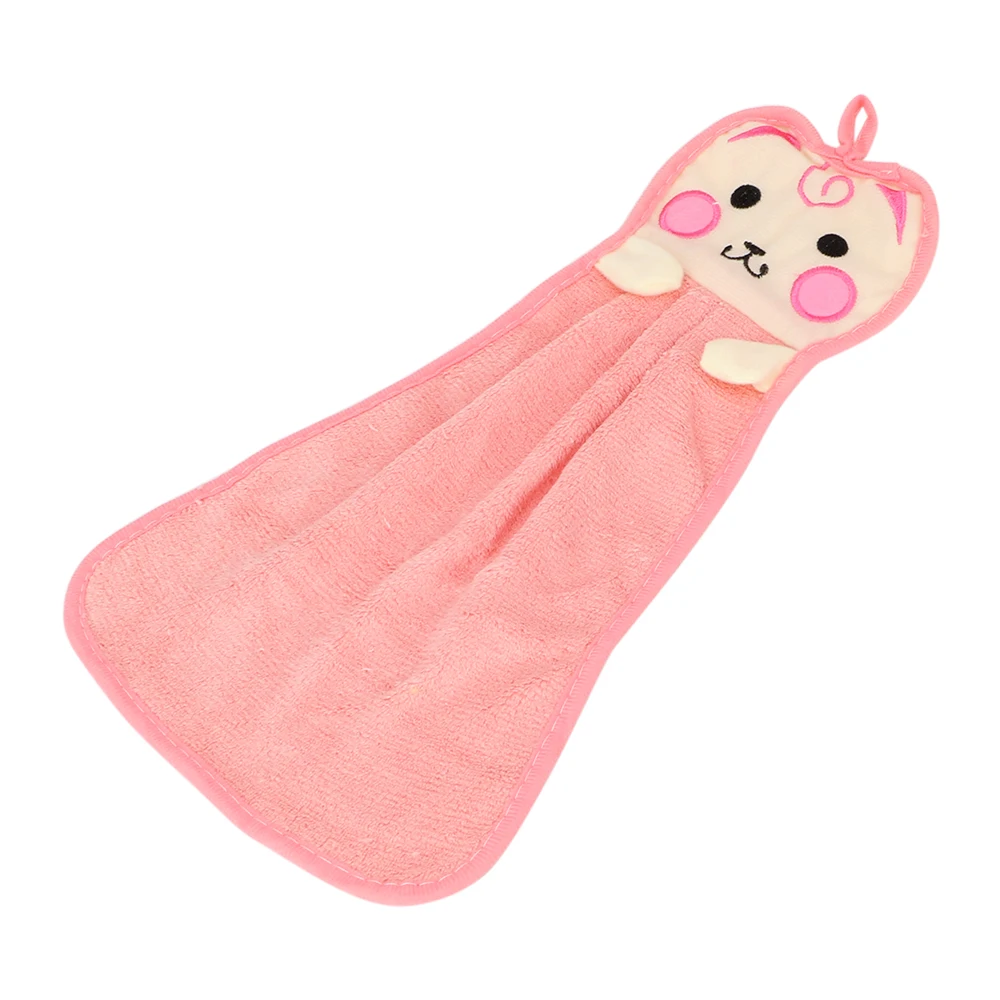 Подвесные полотенца для рук носовой платок водопоглощающая ткань без ворса конфетный цвет Dishcloths полиэстер милый мультяшный Кот экологически чистый - Цвет: Розовый