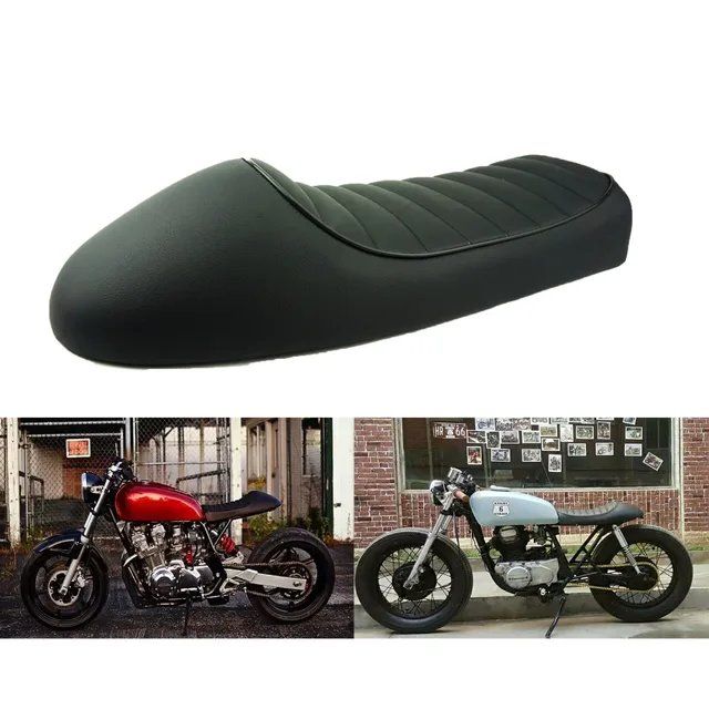 SAFFEN Black Motorcycle Cafe Racer Seat Custom Vintage Hump Saddle Flat pan Retro Seat For Honda CB125S CB200 CB350 CL350 CB400 1