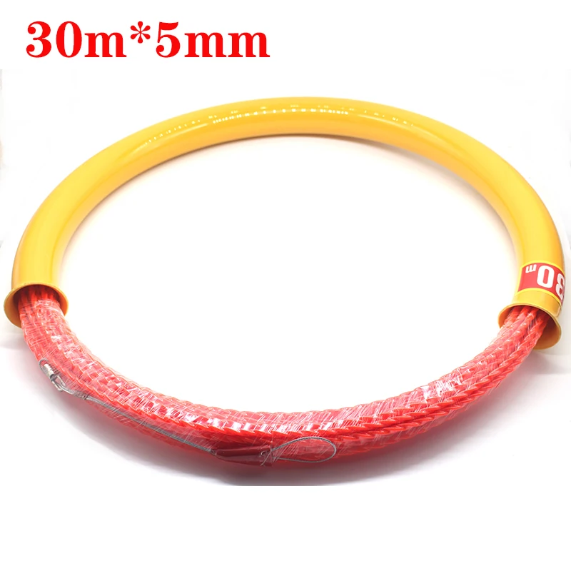 

1pc 30Mx5mm Cable Push Puller High Quality Wire Puller Rodder Conduit Snake Fish Tape Tested 400KG Cable Laying Tools